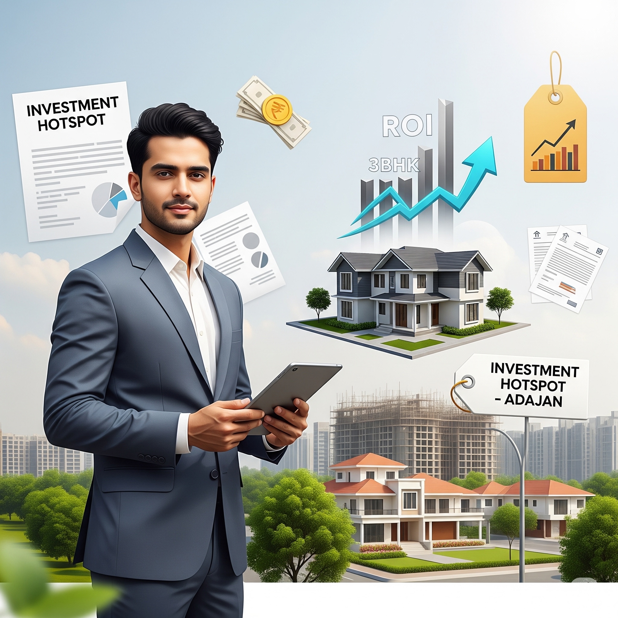 Green Nest bungalow investment in Adajan – Upcoming 3BHK bungalow project offering ROI and gated villa community benefits